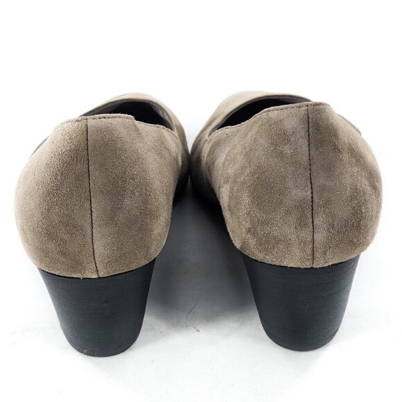 EILEEN FISHER Lily Gray Suede Half D'Orsay Wedge Heel Pump - Picture 5 of 8